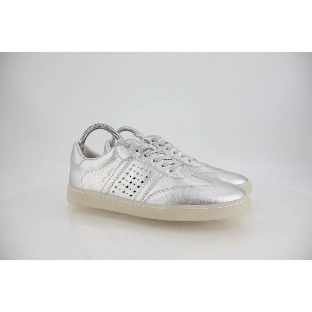 JSlides Hunter Sneaker Silver Faux Leather Low Top Casual Shoes Size 9 Lace Up